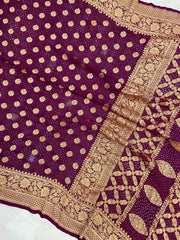 Pure Georgette Banarasi Bandhej Handloom Saree - The Handlooms