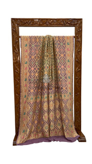 Pure Georgette Banarasi Bandhej Handloom Saree - Meenakari - The Handlooms