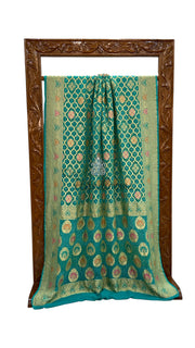 Pure Georgette Banarasi Bandhej Handloom Saree - Meenakari - The Handlooms