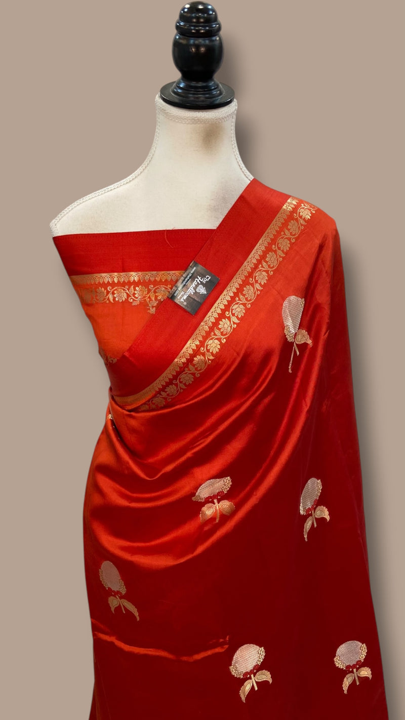 Pure Mango Silk Banarasi Handloom Saree - The Handlooms