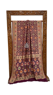 Pure Georgette Banarasi Bandhej Handloom Saree - Meenakari - The Handlooms