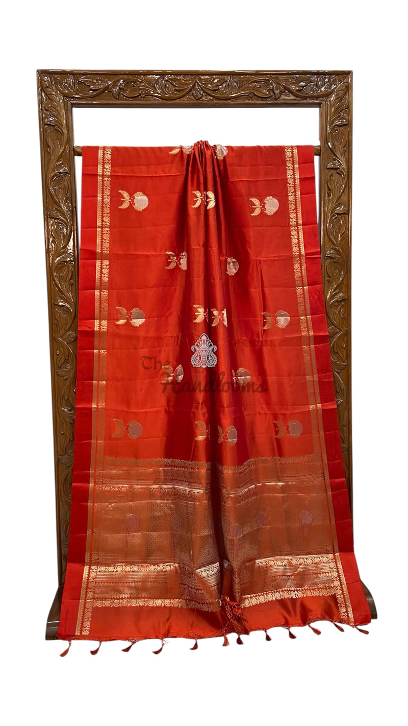 Pure Mango Silk Banarasi Handloom Saree - The Handlooms