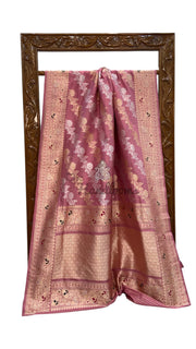 Pure Katan Silk Banarasi Handloom Saree - All Over Sona Roopa Kadiyal Jaal Work - The Handlooms