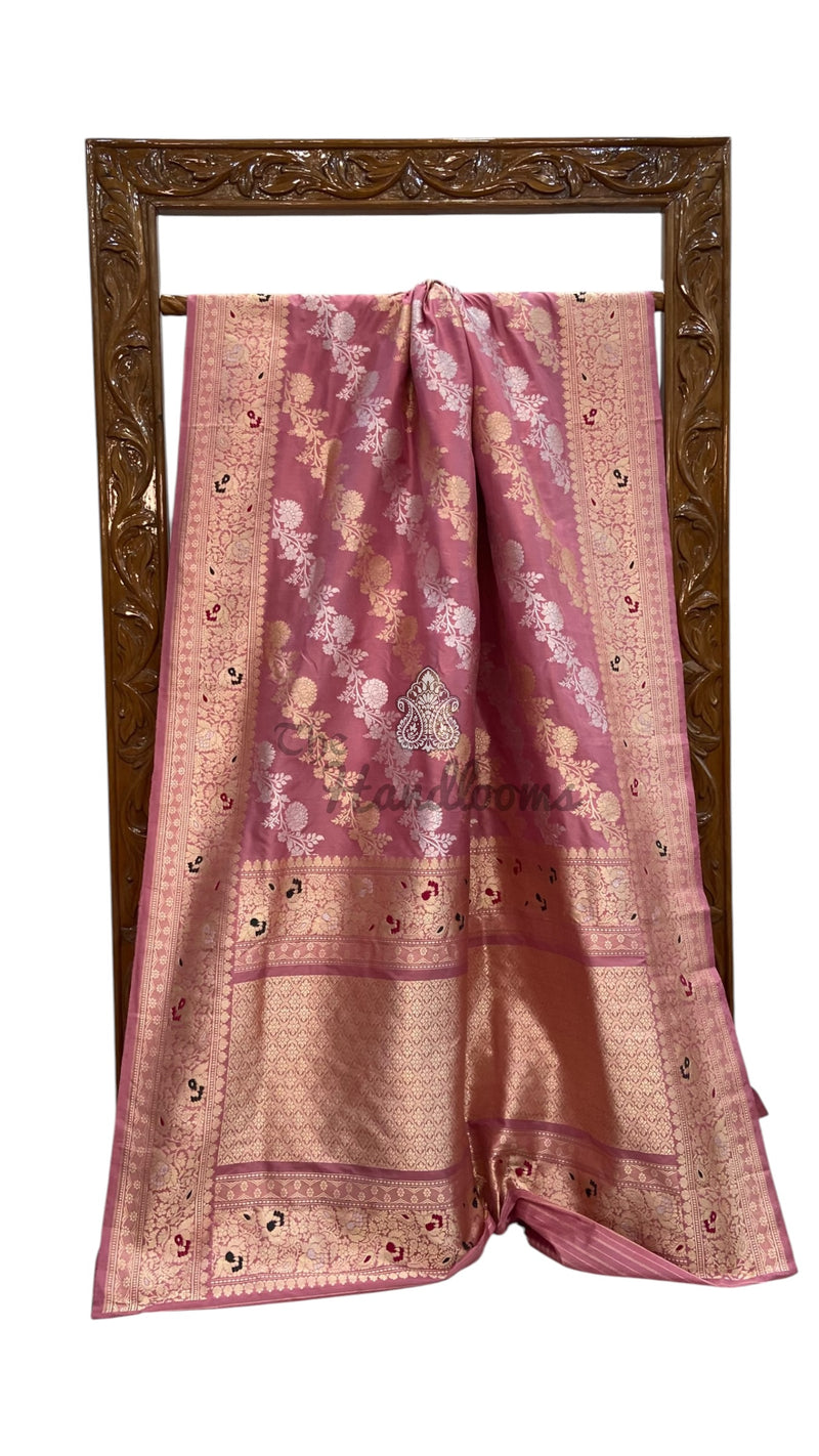Pure Katan Silk Banarasi Handloom Saree - All Over Sona Roopa Kadiyal Jaal Work - The Handlooms