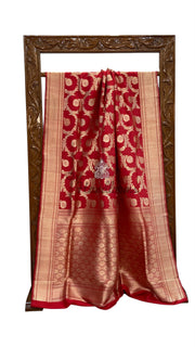 Pure Katan Silk Banarasi Handloom Saree - All Over Kadiyal Jaal Work - The Handlooms