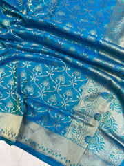 Pure Katan Silk Banarasi Handloom Saree - All over Jaal work - The Handlooms