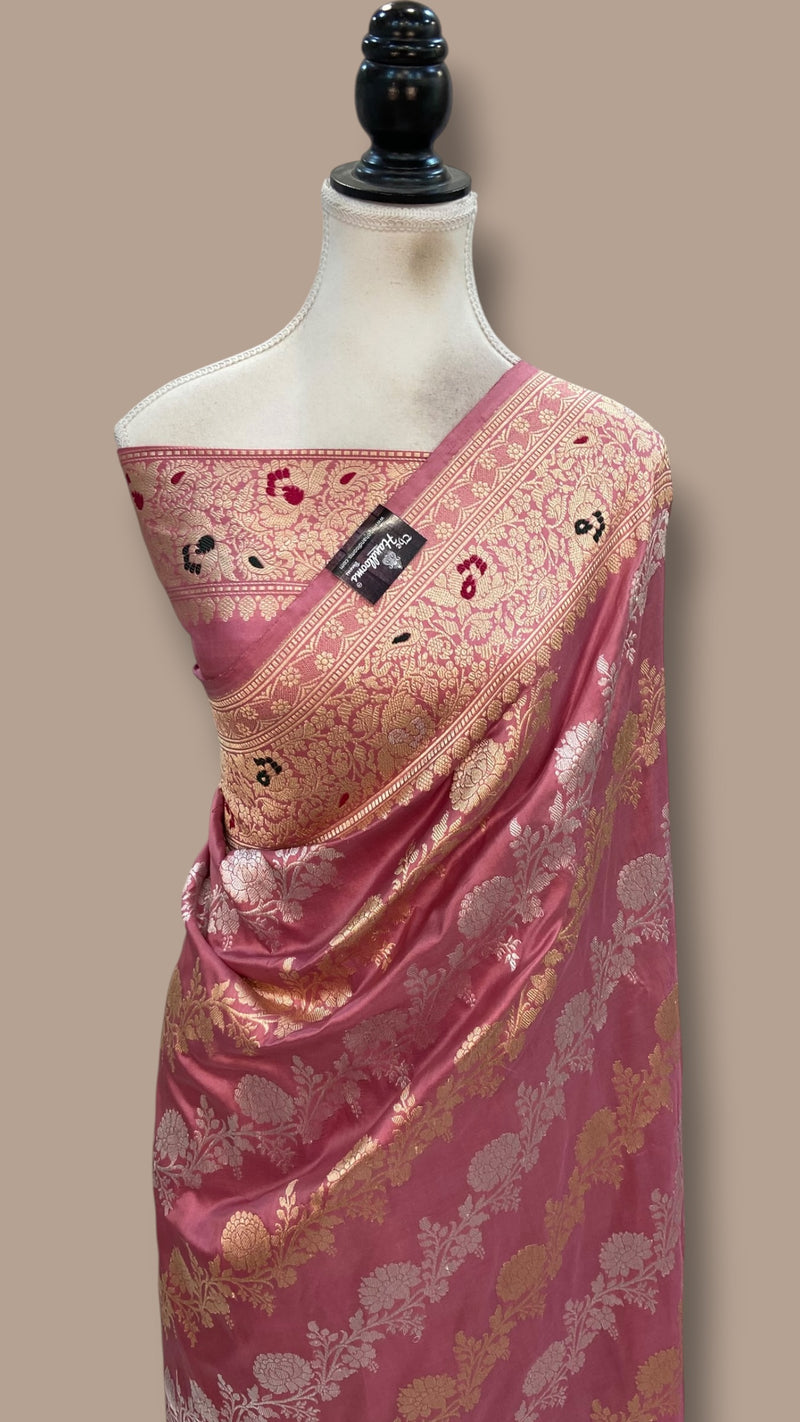 Pure Katan Silk Banarasi Handloom Saree - All Over Sona Roopa Kadiyal Jaal Work - The Handlooms