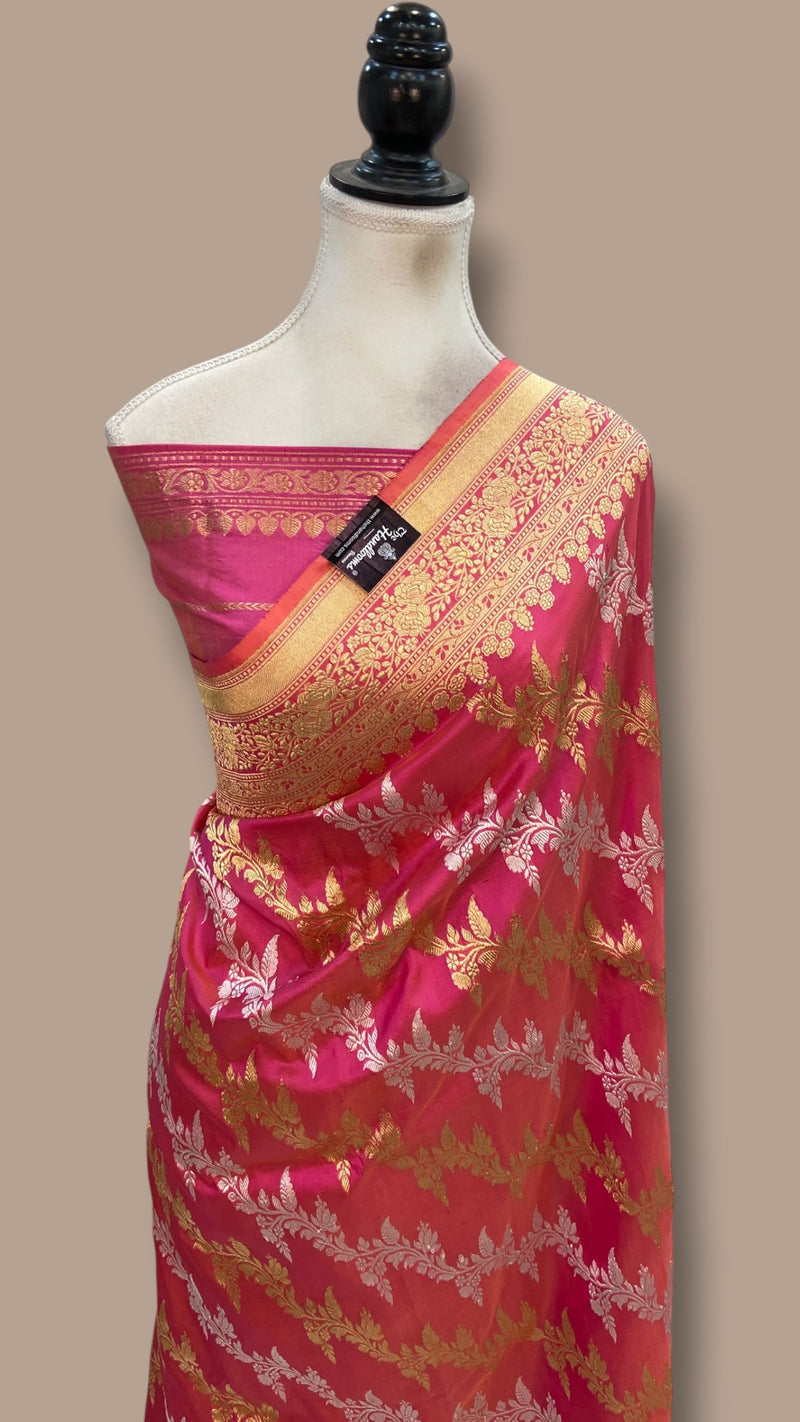 Pure Katan Silk Banarasi Handloom Saree - All Over Sona Roopa Kadiyal Jaal Work - The Handlooms