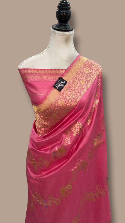 Pure Katan Silk Banarasi Handloom Saree - All Over Kadiyal Jaal Work - The Handlooms
