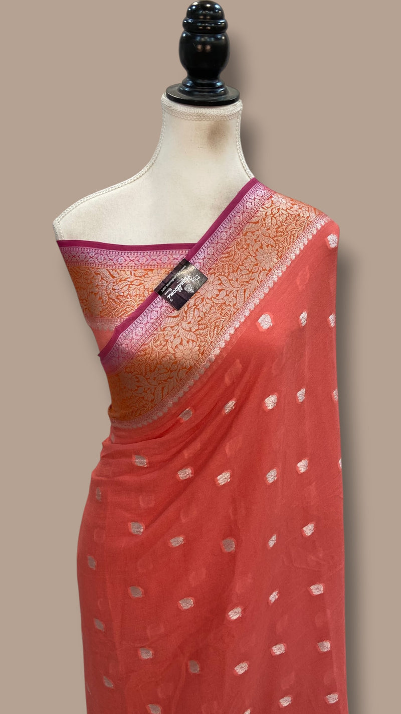 Pure Chiffon Khaddi Banarasi Saree - The Handlooms