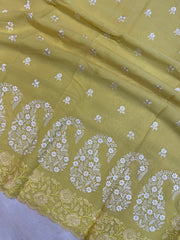 Pure Georgette Chikankari Handloom Banarasi Saree - The Handlooms