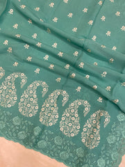 Pure Georgette Chikankari Handloom Banarasi Saree - The Handlooms