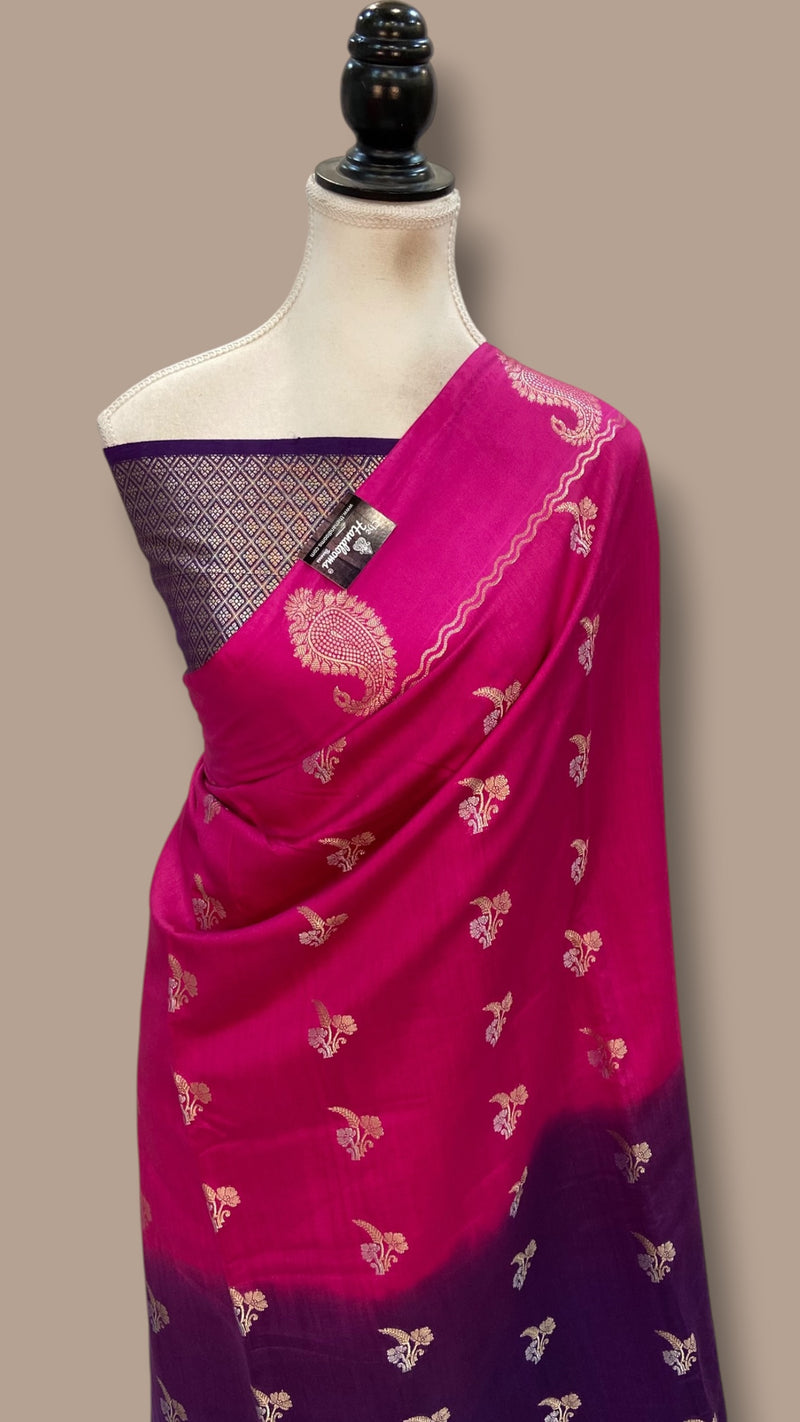 Pure Chiniya Silk Khaddi Handloom Banarasi Saree - The Handlooms