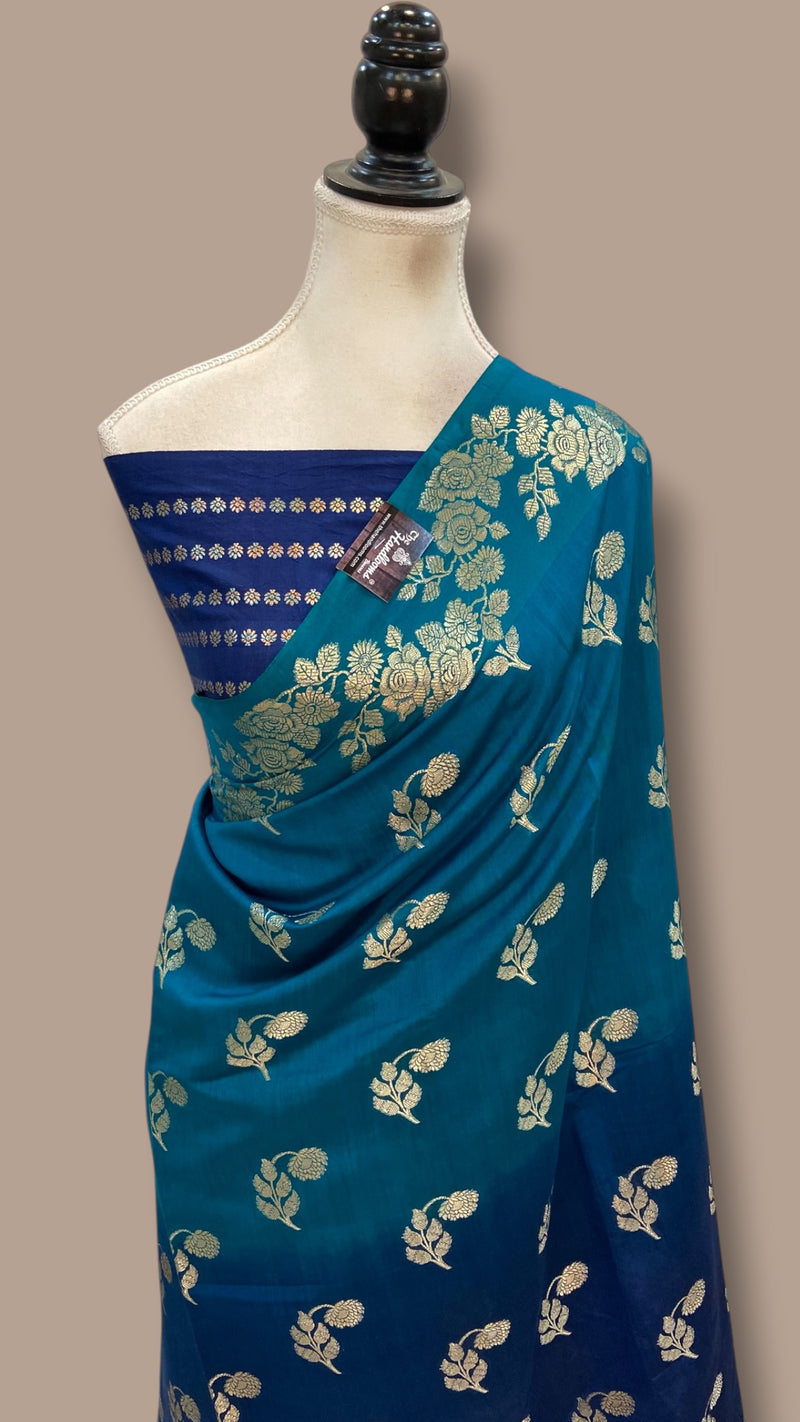 Pure Chiniya Silk Khaddi Handloom Banarasi Saree - The Handlooms