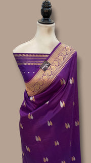 Pure Katan Silk Banarasi Handloom Saree - All over Kadua motifs - The Handlooms