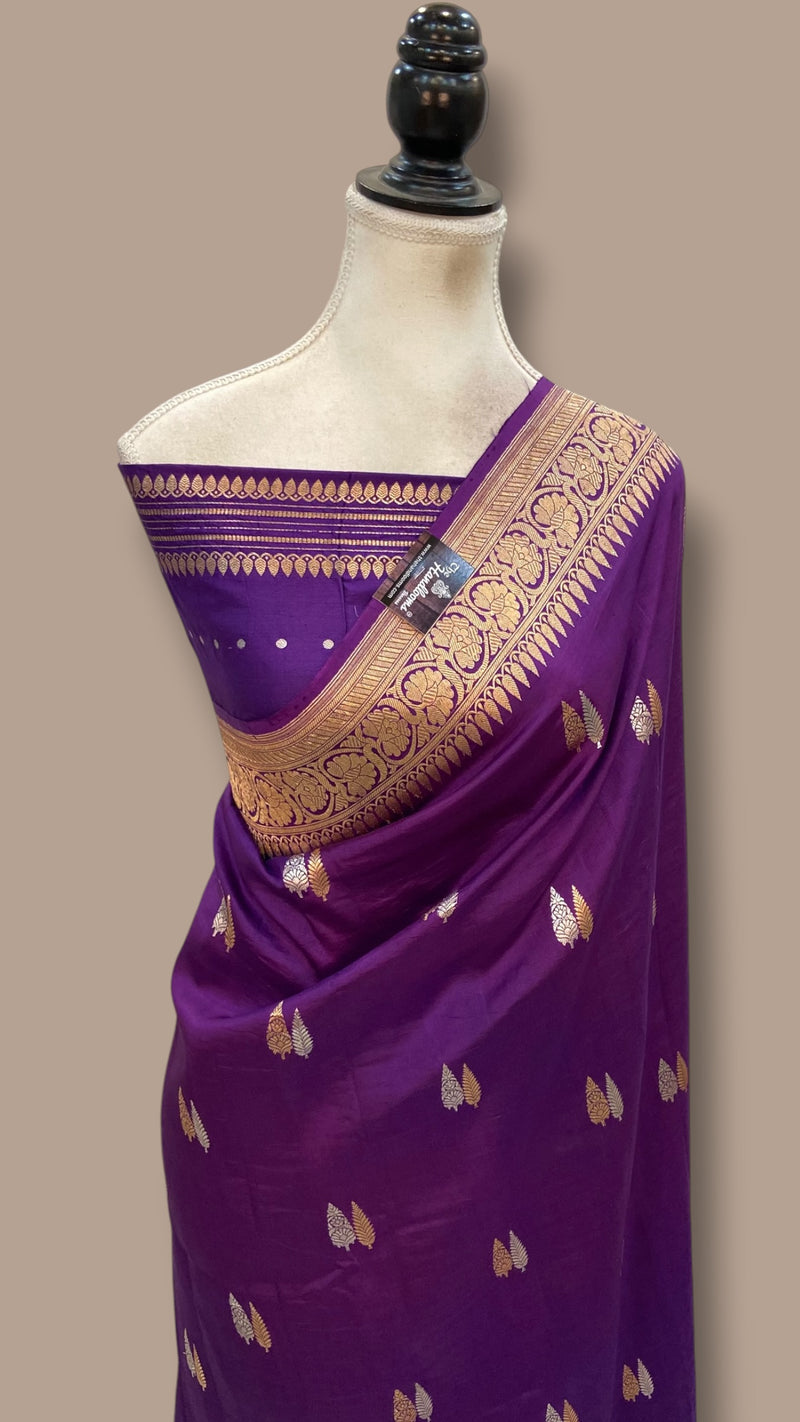 Pure Katan Silk Banarasi Handloom Saree - All over Kadua motifs - The Handlooms