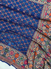 Pure Georgette Banarasi Bandhej Handloom Saree - Meenakari - The Handlooms