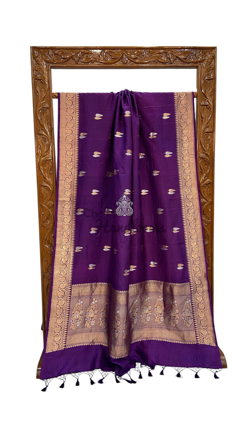 Pure Katan Silk Banarasi Handloom Saree - All over Kadua motifs - The Handlooms