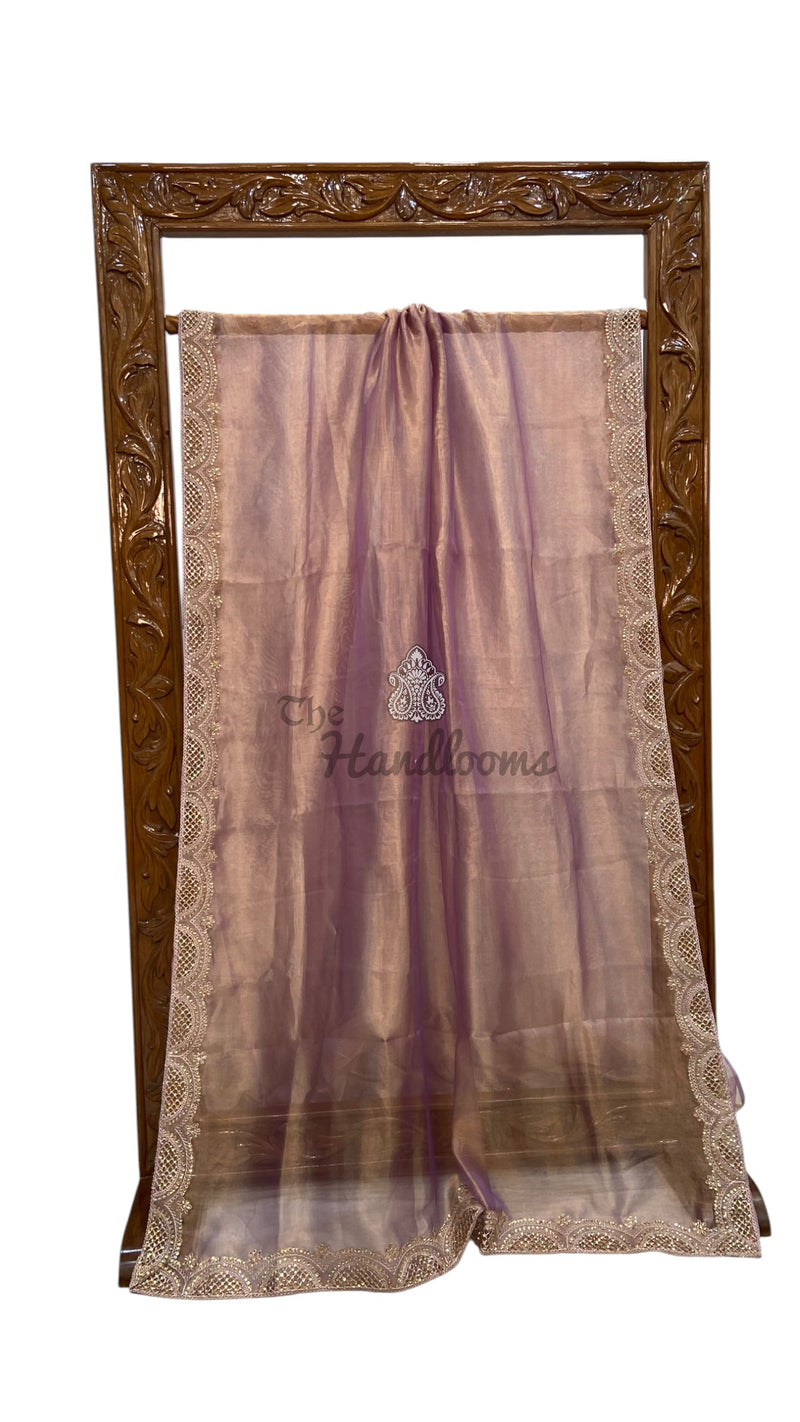 Pure Kora Tissue Handloom Banarasi Saree With Lace - The Handlooms