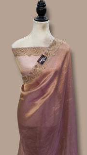 Pure Kora Tissue Handloom Banarasi Saree With Lace - The Handlooms