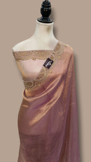 Pure Kora Tissue Handloom Banarasi Saree With Lace - The Handlooms
