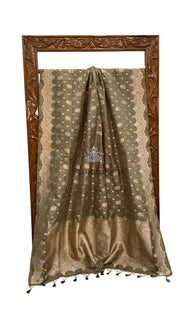 Pure Katan Silk Banarasi Handloom Saree - All Over Jaal Work With Meenakari - The Handlooms