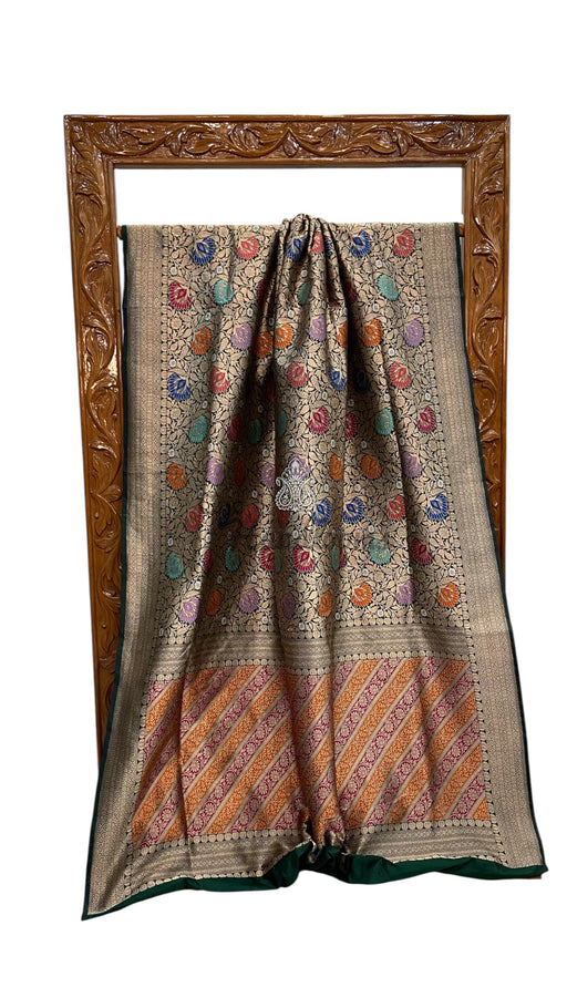 Regal Pure Katan Silk Banarasi Saree – Handwoven Tanchui Brocade With Meenakari - The Handlooms