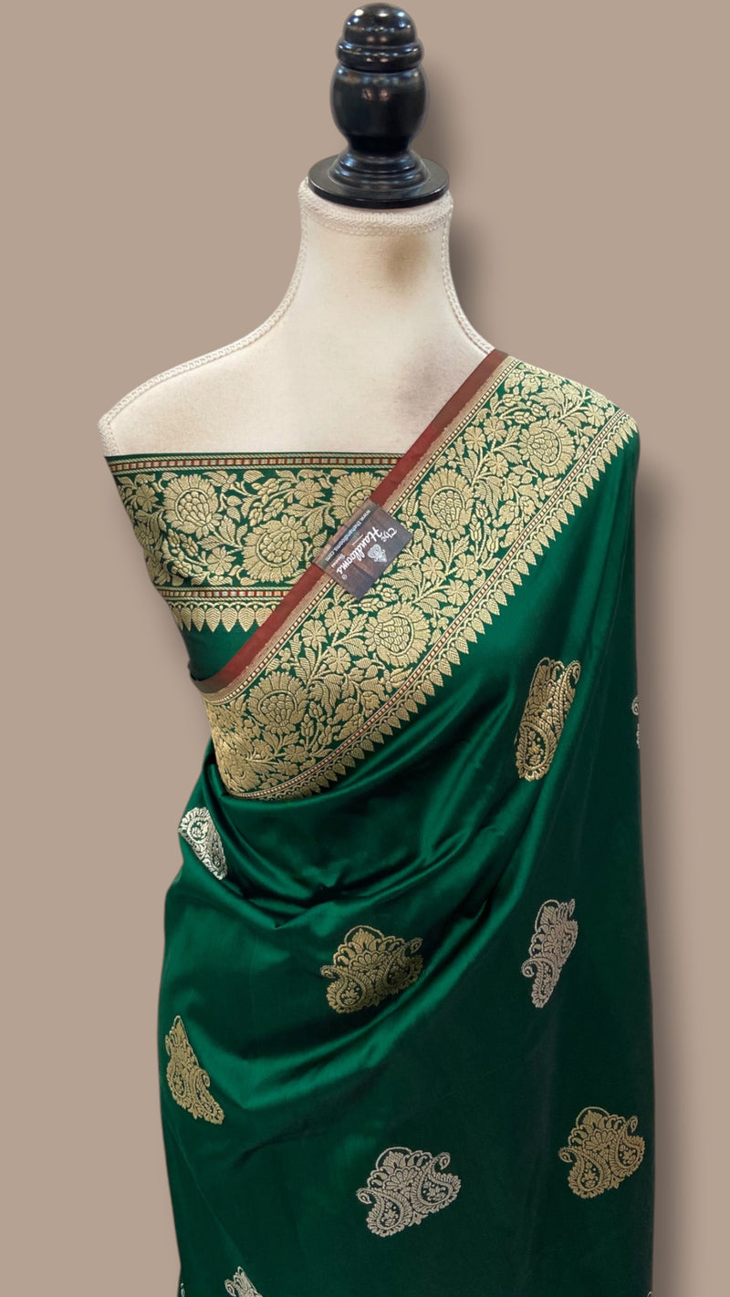 Pure Katan Silk Banarasi Handloom Saree - All Over Sona Roopa Kadua Motifs