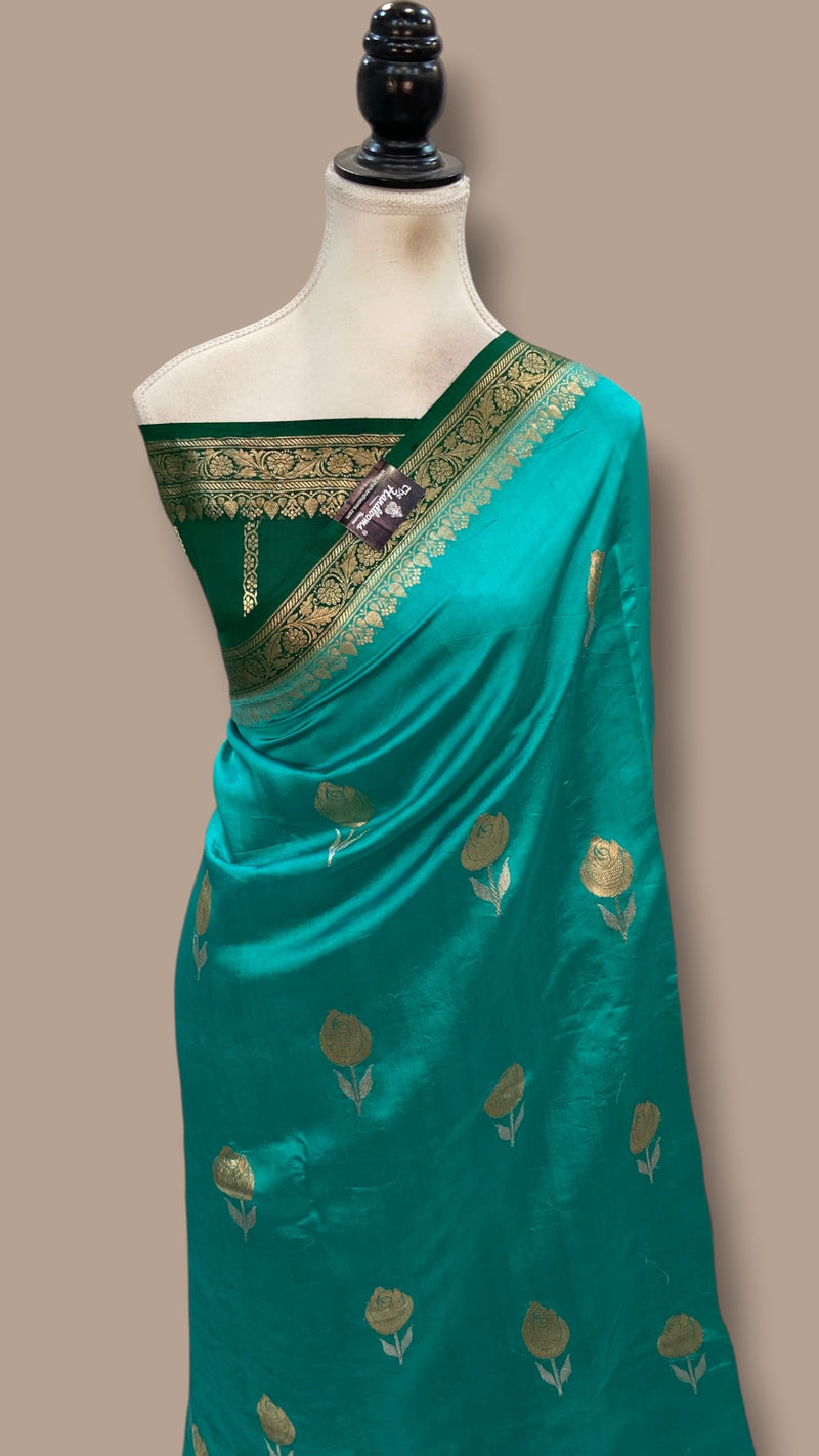 Pure Katan Silk Banarasi Handloom Saree - All Over Kadua Boota - The Handlooms