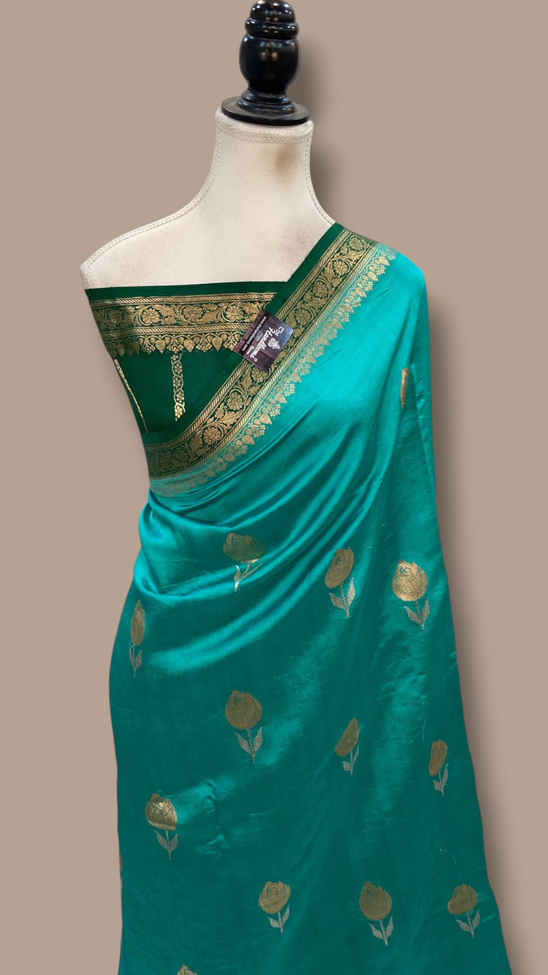Pure Katan Silk Banarasi Handloom Saree - All Over Kadua Boota - The Handlooms