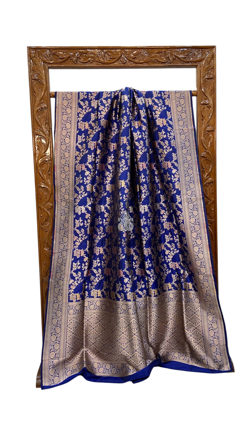 Pure Katan Silk Banarasi Handloom Saree - All Over Jaal Work With Meenakari