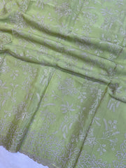 Pure Georgette Chikankari Handloom Banarasi Saree - The Handlooms