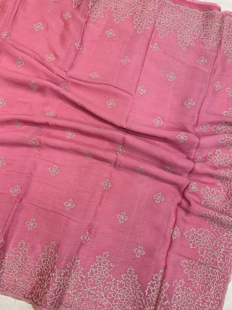 Pure Georgette Chikankari Handloom Banarasi Saree - The Handlooms