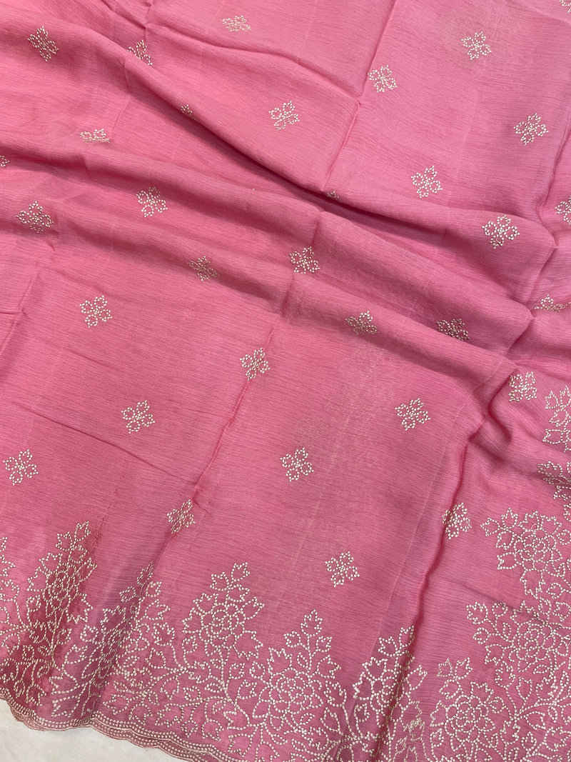 Pure Georgette Chikankari Handloom Banarasi Saree - The Handlooms