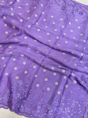 Pure Georgette Chikankari Handloom Banarasi Saree - The Handlooms