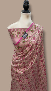 Regal Pure Katan Jamdani Silk Banarasi Saree – Handwoven Tanchui Brocade - The Handlooms