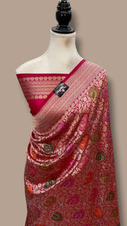 Regal Pure Katan Silk Banarasi Saree – Handwoven Tanchui Brocade With Meenakari - The Handlooms