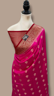 Pure Dupion Silk Banarasi Saree - Gold Zari - The Handlooms