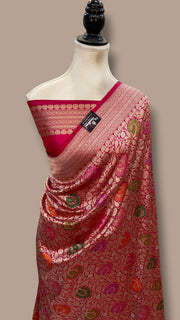 Regal Pure Katan Silk Banarasi Saree – Handwoven Tanchui Brocade With Meenakari - The Handlooms
