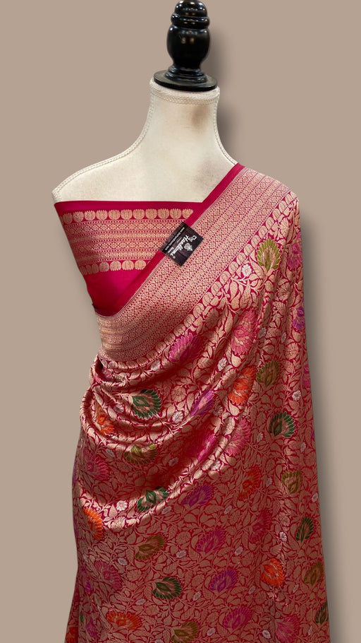 Regal Pure Katan Silk Banarasi Saree – Handwoven Tanchui Brocade With Meenakari - The Handlooms