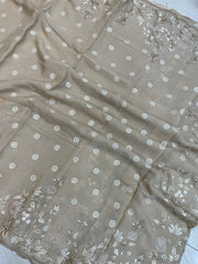Pure Georgette Chikankari Handloom Banarasi Saree - The Handlooms