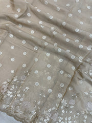 Pure Georgette Chikankari Handloom Banarasi Saree - The Handlooms