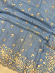 Pure Georgette Chikankari Handloom Banarasi Saree - The Handlooms