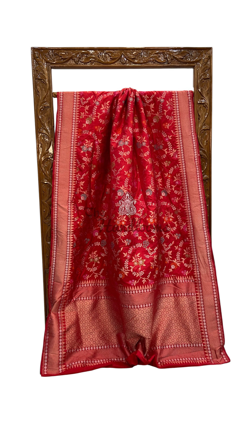 Ektara Pure Katan Silk Banarasi Handloom Saree - All Over Jaal Work With Meenakari - The Handlooms