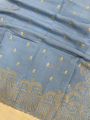 Pure Georgette Chikankari Handloom Banarasi Saree - The Handlooms