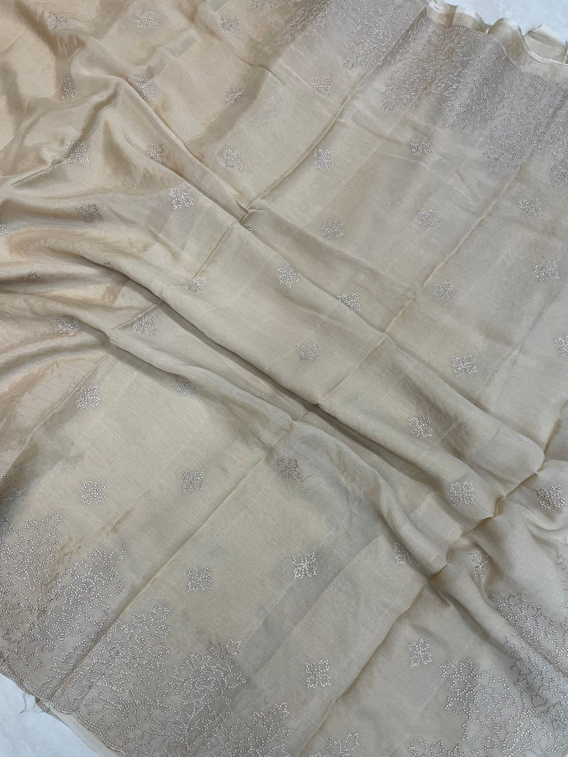 Pure Georgette Chikankari Handloom Banarasi Saree - The Handlooms