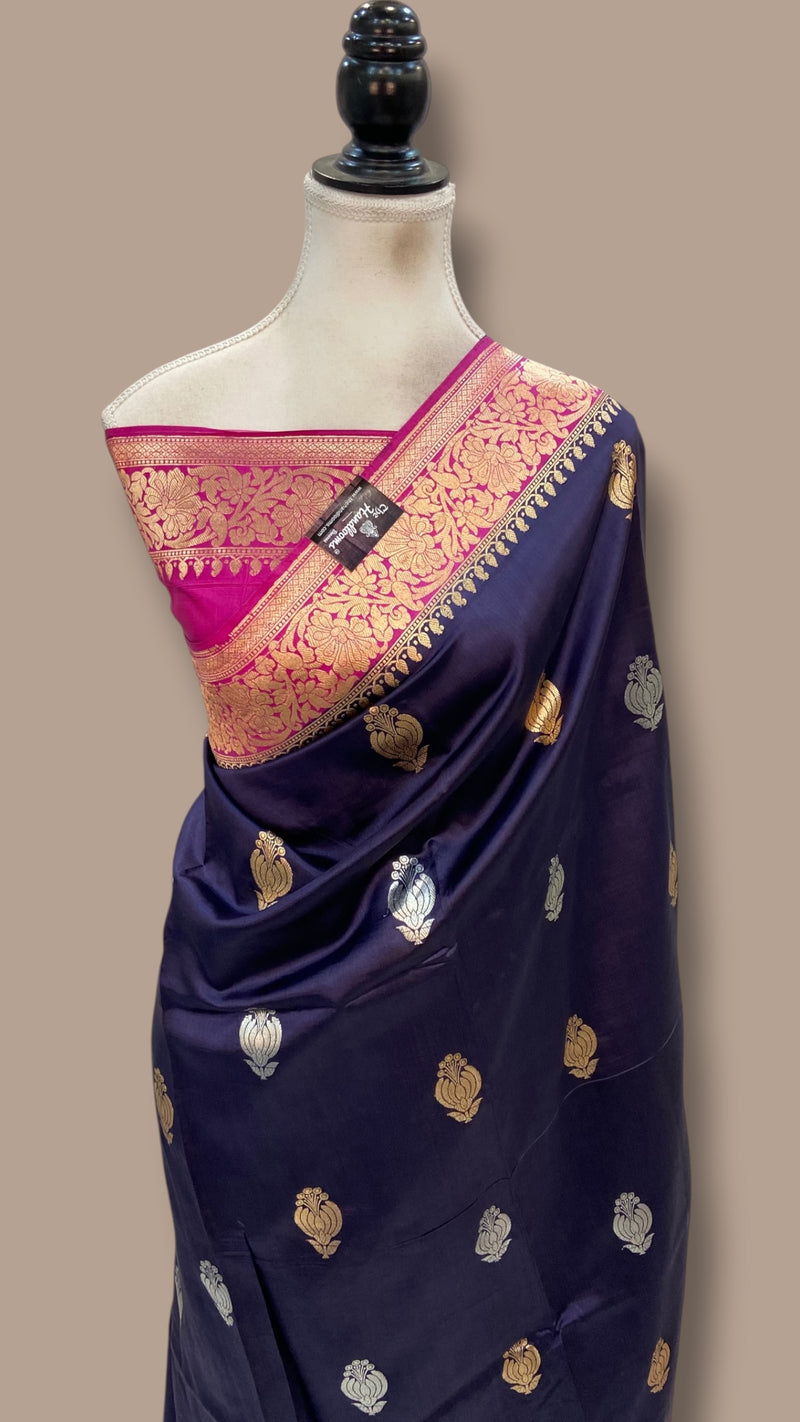 Pure Katan Silk Banarasi Handloom Saree - All Over Kadua Motifs