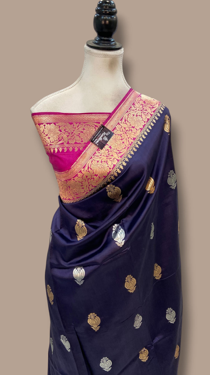 Pure Katan Silk Banarasi Handloom Saree - All Over Kadua Motifs