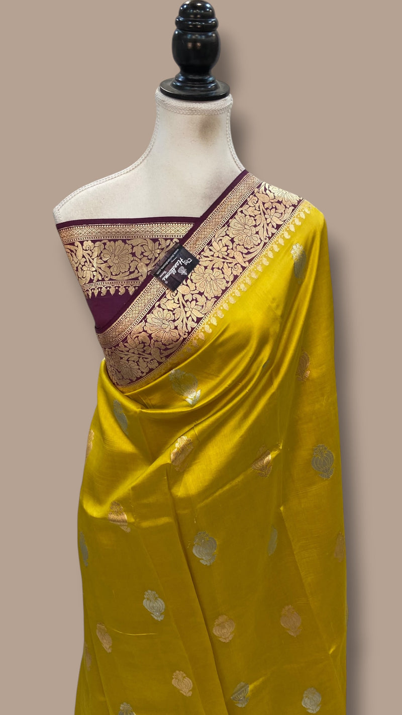 Pure Katan Silk Banarasi Handloom Saree - All Over Kadua Motifs - The Handlooms