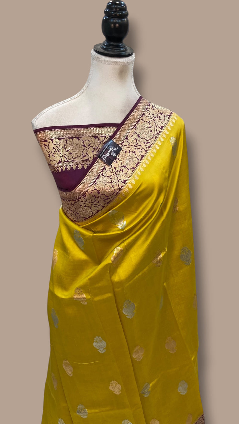 Pure Katan Silk Banarasi Handloom Saree - All Over Kadua Motifs - The Handlooms